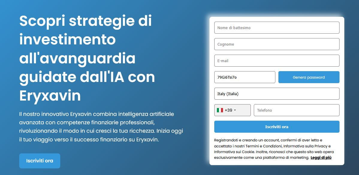 Eryxavin Piattaforma